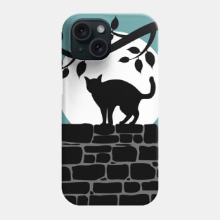 Cat on a Wall Silhouette Phone Case