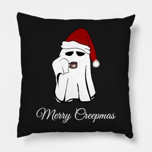 Merry Creepmas ghost with Santa hat Pillow