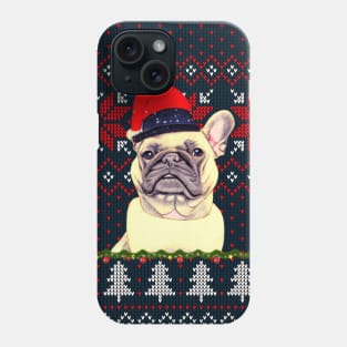 Cute French Bulldog Christmas Cream and White Bulldog Puppy Xmas Trees Phone Case