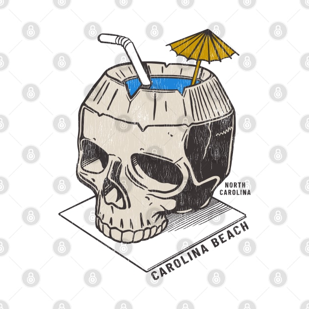 Carolina Beach, NC Summertime Vacationing Skull Drink by Contentarama