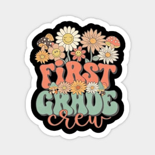 First Grade Crew Retro Groovy Daisy Back To School Funny Teacher Girls Magnet