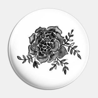 Watercolor houseleek - black and white Pin
