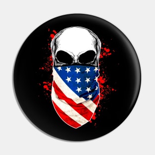 skull bandanas american usa flag Pin