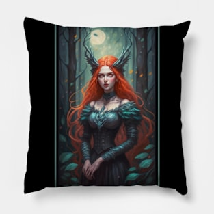 Mystic Forest Muse: Victorian Elegance Pillow