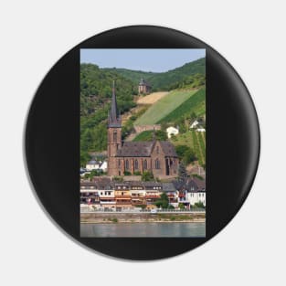 Old town, church, Lorchhausen, Rhineland-Palatinate, Germany, Rhine, Middle Rhine Pin