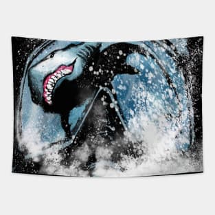 Diver Jaws Reflection Tapestry