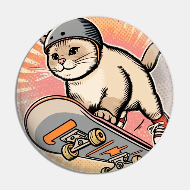 Skater Cat Pin by DAZu