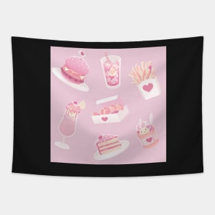 Pink Kawaii Fast Food Sticker Sheet for journaling Tapestry