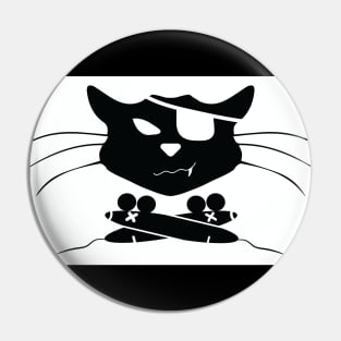 Jolly Roger Pirate Black Cat Crossbones (Cross Mice) - designed by pelagio AM Pin