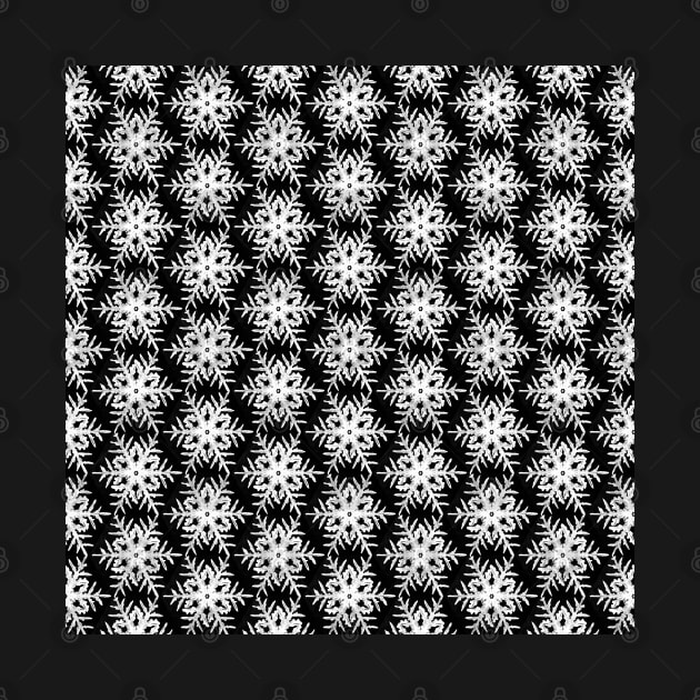 Black and White Geometric Snowflake Pattern by sarahwainwright