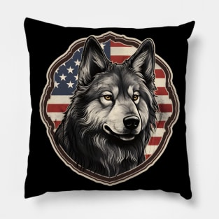 Patriotic Keeshond Pillow