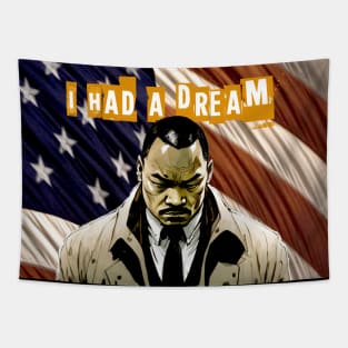 Dr. Martin Luther King Jr. No. 3: "I Had a Dream" on a Dark Background Tapestry