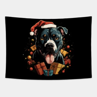 Christmas pitbull Tapestry