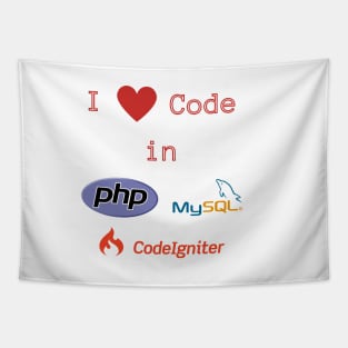 (back-only-print) I love Code in PHP, MySQL & CodeIgniter Tapestry