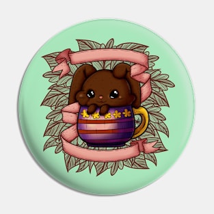 Cute Bunny in a Cup Pin