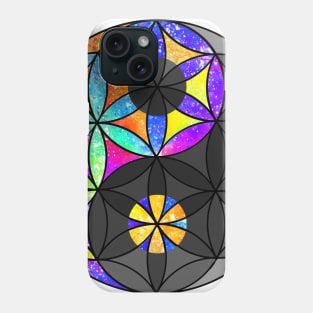 Rainbow Geometric Circle Flower Mandala - Yin Yang Black Phone Case
