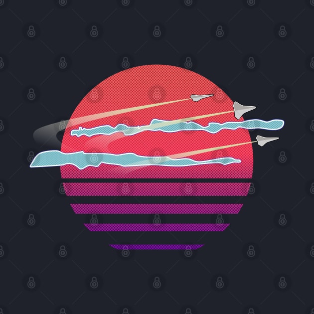 Retrowave Alien Sun by 9bitshirts