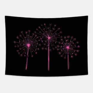 Pink Dandelions Linocut print Tapestry