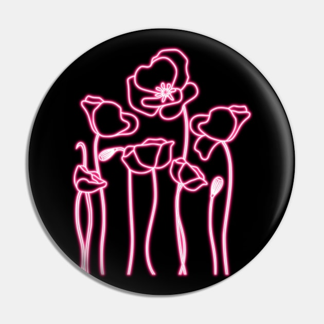 Pink Neon Poppies Pin by la chataigne qui vole ⭐⭐⭐⭐⭐