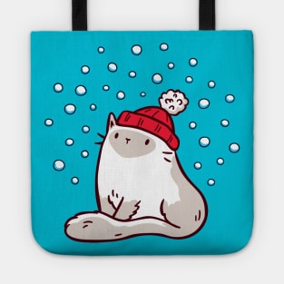 Cute Ragdoll Cat Watching Snowfall Tote