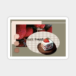 Sweet pie tart cute strawberry shortcake dessert aesthetic Magnet