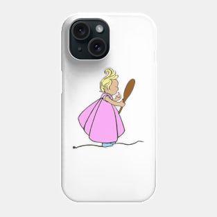 cute little girl pink dress looking in mirror Phone Case