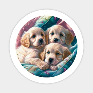 Pastel Puppies Quilted Pattern Magnet