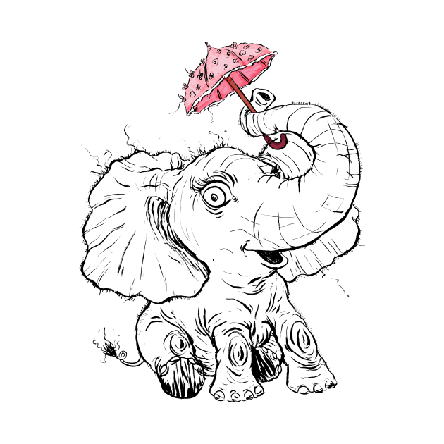 Adorable Fuzzy Elephant with a Precious Parasol by obillwon