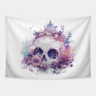 kawaii floral skull Tapestry