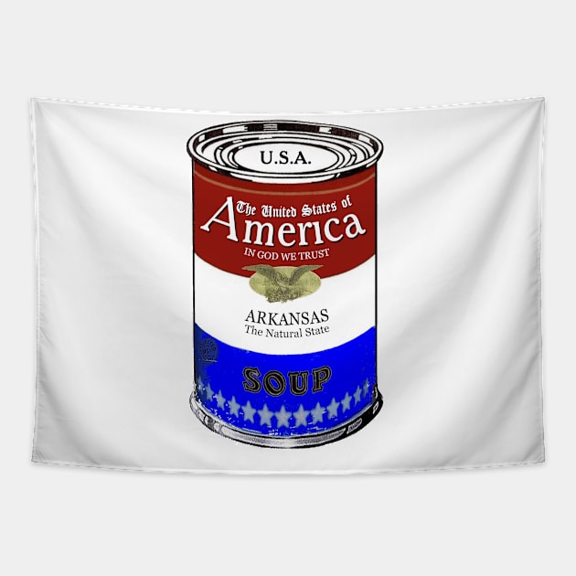 America Soup ARKANSAS Pop Art Tapestry by BruceALMIGHTY Baker