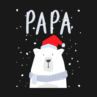 Mens Papa Bear Christmas Santa Hat Family Matching T-Shirt