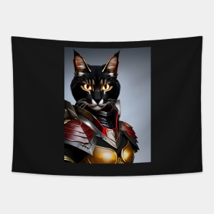 Cat in Armor - Modern Digital Art Tapestry