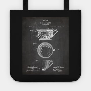 Tea Cup Patent - Tea Coffee Lover Home Kitchen Décor Art - Black Chalkboard Tote