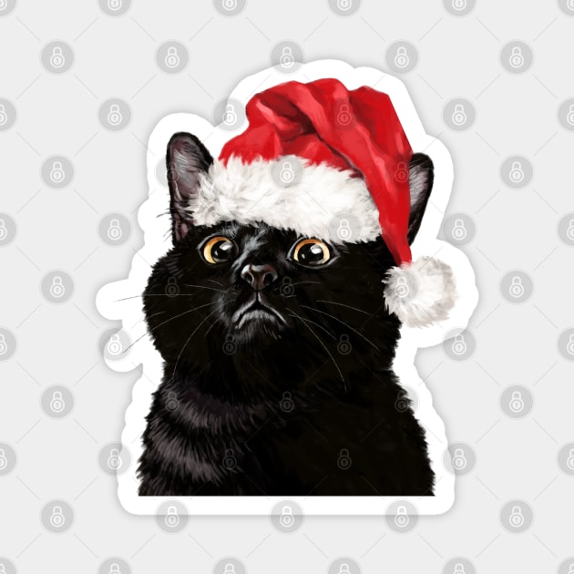 Christmas Black Cat Magnet by bignosework