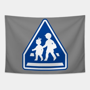 Japanese Children Crossing Sign Tapestry