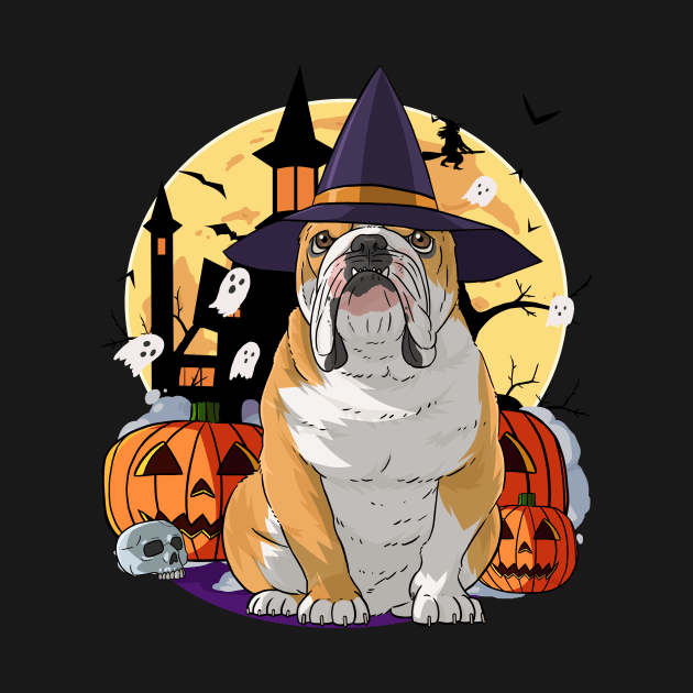 English Bulldog Witch Happy Halloween by Noseking