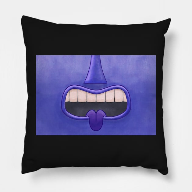 Blue Tiki Tongue Mask! Pillow by ErinKantBarnard