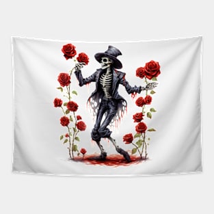 Gothic Roses Skeleton Dance Tapestry