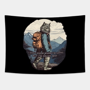 Cat in the mountains I'm on my way Tapestry