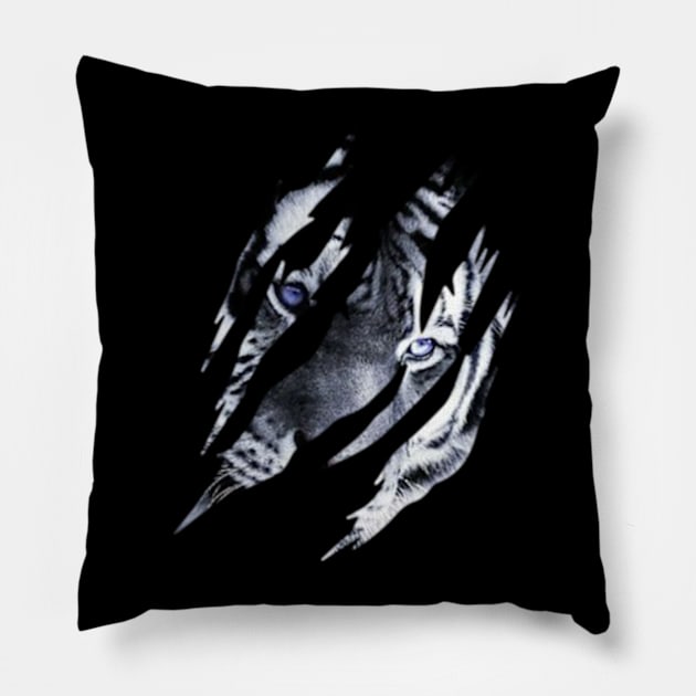 Cat Eye of the Fearless Tiger Silhouette Pillow by DarkStile