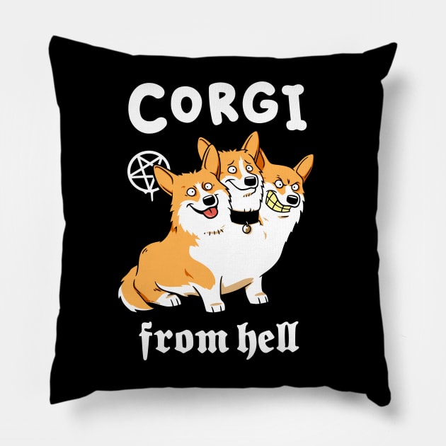 Corgi From Hell Pillow by wloem