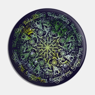 Plant For Pollinators Lime Lettering Mandala Filigree Pin