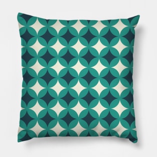 Retro Geometrical Pattern Teal and Cream 3 Pillow