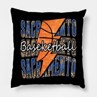 Graphic Basketball Sacramento Proud Name Vintage Pillow