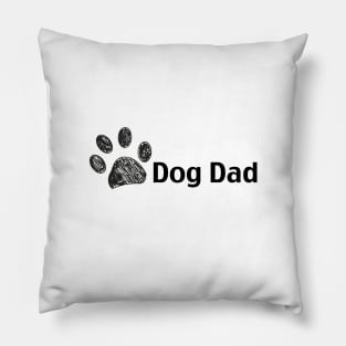 Doodle black paw print. Dog Dad text Pillow