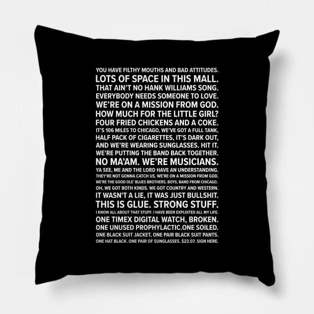 Blues Brother Quotes Pillow by barberdesigniow