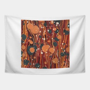 Vintage River's Dream  Brown Yellow Orange Abstract Marble Art Tapestry