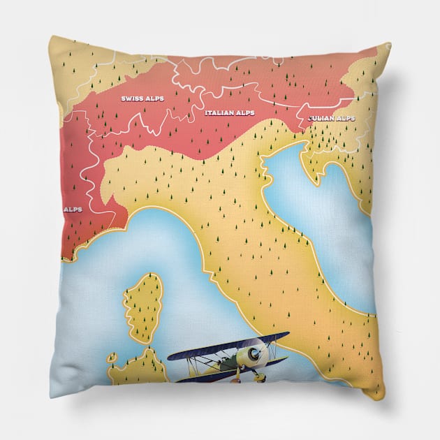 Illustrated map of the Alps Pillow by nickemporium1
