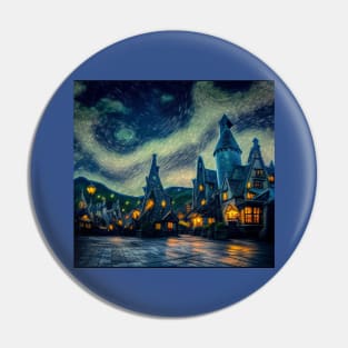 Starry Night Over Hogsmeade Village Pin