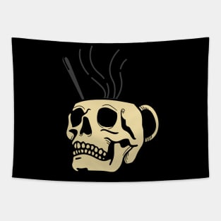 Steaming Hot Skull Mug Tapestry